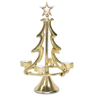 RIFFELMACHER & WEINBERGER Kerzenhalter Exklusiver Metall Kerzenständer Weihnachtsbaum, Silber oder Gold goldfarben 37,0 cm