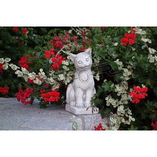 JVmoebel Skulptur Garten Dekoration Katze Terrasse Stein Figuren Figur Deko 103066 weiß
