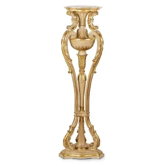 Casa Padrino Luxus Barock Säule Creme / Gold - Prunkvolle Massivholz Deko Säule - Hotel Möbel - Schloss Möbel - Luxus Qualität - Made in Italy