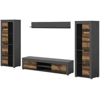 Möbel Boss Wohnwand Jam Matera Nachbildung Old Wood Nachbildung B/H/T: ca. 159x310x35 cm B: 310 H: 159