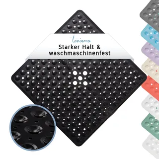 Toniamo Duschmatte 53x53 cm schwarz | Antirutschmatte Dusche in Premium-Qualität | komfortable Rutschmatte Wellness | Badematte rutschfest | antibakteriell & maschinenwaschbar |Duscheinlage rutschfest