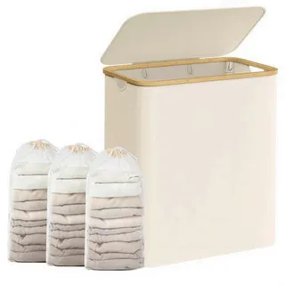 Songmics Wäschekorb mit Deckel, 150 L,