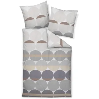 JANINE Mako-Satin Kreise Grau 135 x 200 cm + 80 x 80 cm