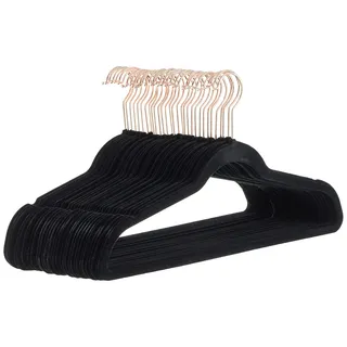 Amazon Basics Kleiderbügel aus Samt, 30 Stück, Schwarz/Roségold