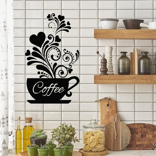 Wandtattoo Kaffee Wandaufkleber Kaffeebohnen Kaffeetasse Künstlerisches Muster Wandsticker Küche Esszimmer Wanddeko