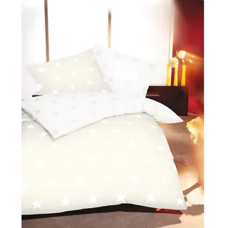 Kaeppel Mako-Satin Bettwäsche Stars creme 135x200 cm + 80x80 cm
