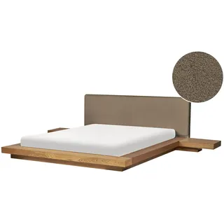 Bett Mit Lattenrost Bouclé Zen 160 X 200 Cm Naturfarbene Esche