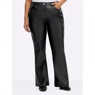 sheego Lederimitat-Hose modern elegant Schwarz 46