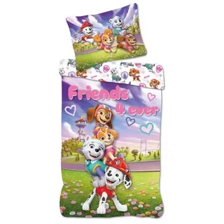 PAW PATROL Kinderbettwäsche Paw Patrol Friends 4 Ever Kinder-Bettwäsche 100×135cm weiß