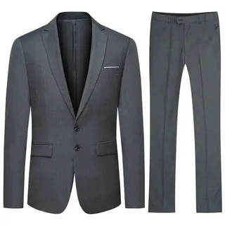 Allthemen Anzug (2 tlg) Herren Slim Fit Anzüge Modern Herrenanzug für Business grau 44