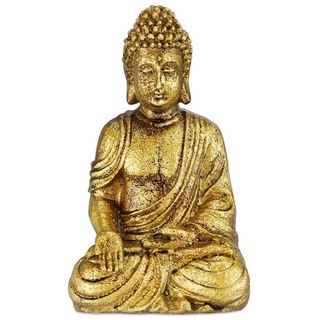 relaxdays Buddhafigur Buddha Figur Garten 20 cm goldfarben
