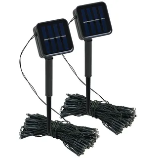 Lunartec Solar-Lichterkette inkl. Dämmerungssensor 12 m 2er-Set Schwarz
