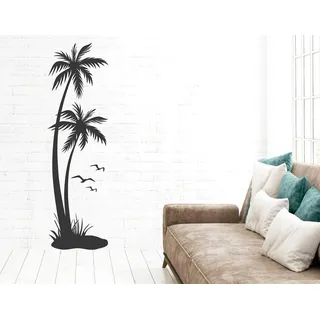 tjapalo® s-pkm433 Wandtattoo Palmen Wohnzimmer Badezimmer Karibik Aufkleber Sticker Deko Palme, Größe: H160xB47cm