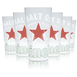 6x Heineken Kunststoff Bier Becher Glas 0,5l Mehrweg Hartplastik Becher Gläser