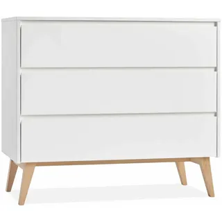 KONSIMO® Kommode DAMBI Kinderkommode, Schubladenschrank, hergestellt in der EU, mit 3 Schubladen, Soft-Close-Funktion weiß