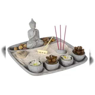 Atmosphera Kerzenständer Zen-Garten Keramik Grau