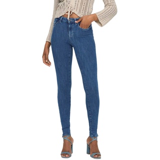 Only Damen Jeans ONLPOWER MID PUSH UP SK JEA REA3223 Skinny Fit Blau Normaler Bund Reißverschluss S - L 32