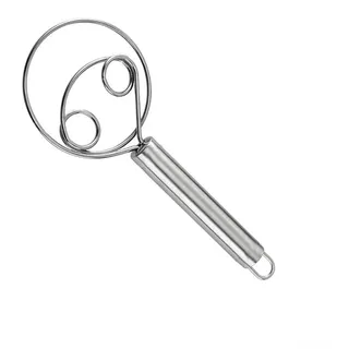 Dänischer Teigbesen aus Edelstahl, 21 cm, Küchenhandmixer für Brotteig, Kuchenteig, Pfannkuchen, Silber
