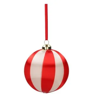 Giftcompany Christbaumschmuck Chinois, Weihnachtskugel, 8cm, Streifen, rot/weiß