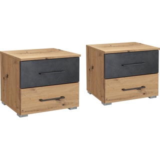 Nachtkommode RAUCH "Tampa" Sideboards Gr. B/H/T: 46,6 cm x 42,4 cm x 43,8 cm, 2, braun (eichefarben artisan) Nachtkonsole Nachtkonsolen und Nachtkommoden Sideboards im modernen Industrial Style