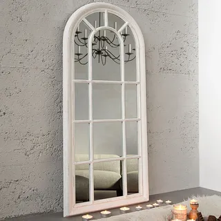 Vintage Wandspiegel Design CASTILLO weiß 140x60 cm Shabby Chic Standspiegel Holz
