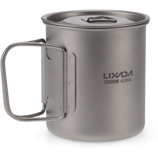 Lixada Ultralight Titanium Cup Outdoor Portable Camping Picknick Wasserbecher mit faltbarem Griff 300ml / 350ml / 420ml / 550ml / 650ml / 750ml