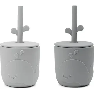 Peekaboo Wally Kinderbecher grau mit Strohhalm 2 St.