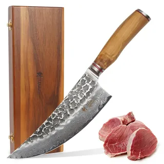 Wakoli Damast Wiegemesser 20 cm Olivenholzgriff