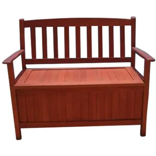 Gartenbank mit Stauraum 2-Sitzer Holz Eukalyptus Truhenbank Sitzbank Holzbank
