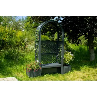 KHW Gartenbank Amsterdam mit Rosenbogen, und Spalier anthrazit