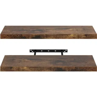 Furniturer Wandregal 2er Set Vintage Braun 60x20 Cm, Schweberegal Holz Mit Verdeckter Halterung, Wandboard 60 Cm Für Wohnzimmer Schlafzimmer Küche Büro, Floating Shelf Wandregal Für Dekoration