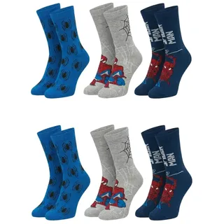 Socken Kinder Jungen, 6 Paar Baumwoll-Mix Spiderman Avengers Paw Patrol | 76 % Baumwolle, atmungsaktiv · flache Zehennaht · Füllung für Adventskalender & Nikolausstiefel · Geschenk zu Weihnachten - 27-30
