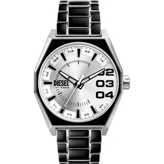Diesel, Armbanduhr, Scraper, Schwarz, Silber, (Analoguhr, 43 mm)