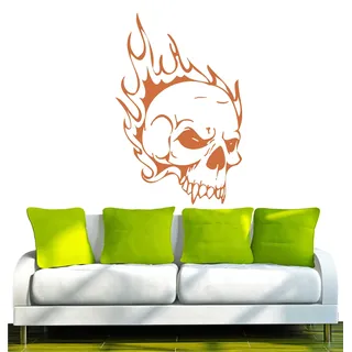 Indigos UG - Wandtattoo Wohnzimmer - Wandaufkleber Totenkopf Skull Schädel Bone 120x79cm - braun w355 - Aufkleber Kinderzimmer Schlafzimmer Küche Badezimmer Büro Dekoration