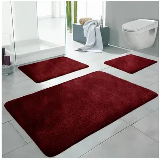 LindenBerg Badematte Badvorleger mit Mikrofaser - Badezimmer Teppich, Höhe 5 mm, rutschhemmend beschichtet, Waschbar, Pflegeleicht, Polyester, Rechteckig, 50 x 55 cm, 50 x 55 cm, 50 x 80 cm, 60 x 100 cm, 70 x 120 cm rot 50 x 55 cm