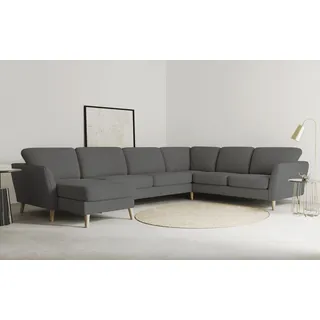 Home Affaire Wohnlandschaft HOME AFFAIRE "MARSEILLE XXL 349cm, U-Form, Ottomane rechts/links wählbar", grau (dunkelgrau), B:349cm H:88cm T:242cm, Struktur fein (58% Polyester, 22% Polypropylen);Filzoptik (100% Polyester);Webstoff (100% Polyester), Sofas, 