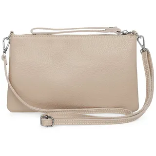 Caspar Clutch Abendtasche Kompakte Damen Leder Tasche - CLASSIC LINE - Modell No.834, leicht, elegant & unempfindlich - 100% Echtleder - Handmade in Italy beige|rosa