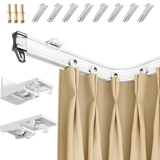 Flexible Decken-Vorhangschiene 1-6m Gardinenstange Gebogen Vorhangstange, L/U Form Eckdusche Ecke Für Schrank Schlafzimmer Duschvorhang(2.5m)