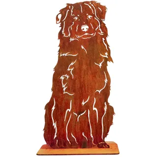 Terma Stahldesign Rost Hund Australian Shepherd 75 cm lebensgroß Metall Gartenfigur Handmade Germany wetterfest Gartendeko Tierfigur Grabdeko Geschenk