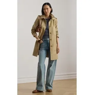 Lauren Ralph Lauren für Damen. 297967121002 Beigefarbener Schottenkaro-Mantel aus Baumwollmischung (XS), Lässig, Baumwolle