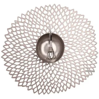 Chilewich Tischset Pressed Vinyl Dahlia Round Gunmetal