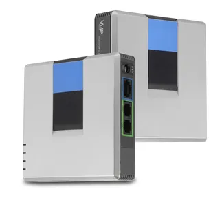 Topiky Adapter für Internet Telefone, VoIP Gateway Adapter für Internet Telefone mit 2 Anschlüssen, SIP-RJ45-Kabel für PAP2T(EU-Stecker)