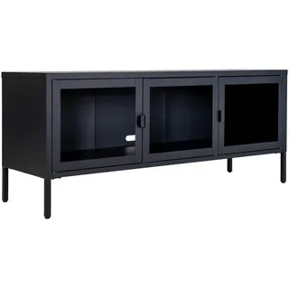 VCM Brisbane Lowboard 130 x 55 x 40 cm Schwarz Glas/Metall