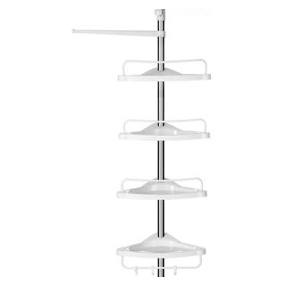 Songmics Duschablage BCB02SW, weiß-silber, zum Klemmen, ohne Bohren, Duschregal mit 4 Ablagen