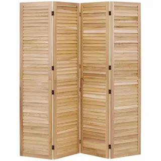 Homestyle4u Paravent Natur, Holz 160x170x2 cm