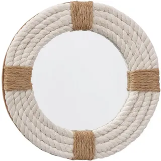 ReWu Boltze Home Spiegel Portelli Rund Wandspiegel Flur Eingangsbereich Badezimmer Boho-Stil Maritim Landhausstil Jute Seilspiegel Natur Weiß Ø 30 cm