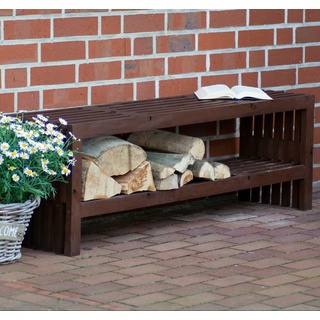 dobar Kaminholzregal Svensson, BxTxH:138x31x45 cm, Gartenbank mit Stauraum braun