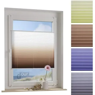 ourdeco® Plissee mit Farbverlauf / 80 x 130 cm weiß-braun/lichtdurchlässig, Blickdicht/Farben: Blau, Braun, Grün, Grau