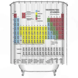 Wasserdichter Duschvorhang Aus Polyester, Periodensystem-muster, Einzigartige Badezimmerdekoration, Wasserabweisendes Material, Für Den Täglichen Gebrauch, Standardgröße.