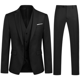 Allthemen Anzug DE-XY03 (3 tlg, Anzug Set) Herren Anzug Slim Fit 3 Teilig Anzüge für Hochzeit Business schwarz XL